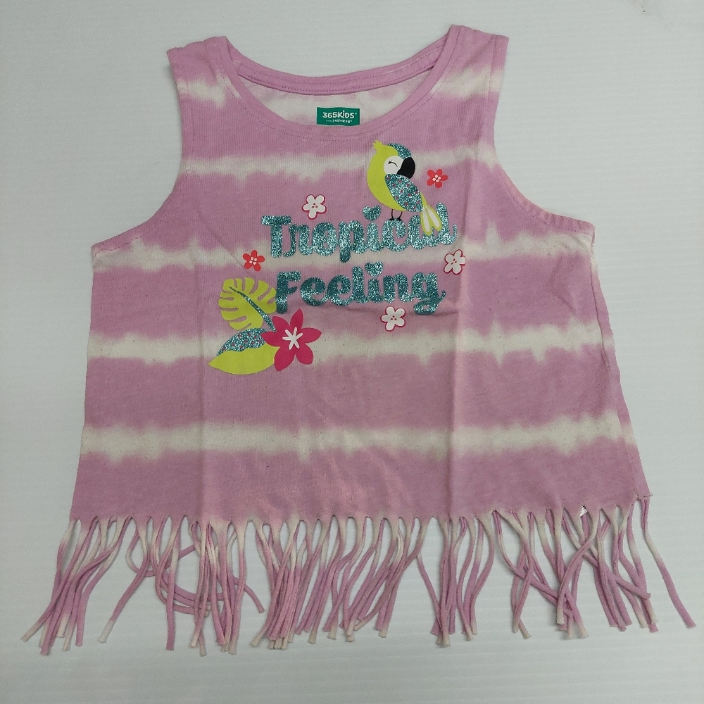 365 KIDS Tropical Feeling Pink Fringe Kids Top